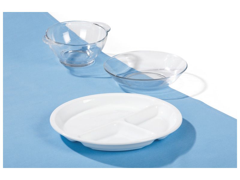 vaisselle en verre trempe blanche assiettes 3 compartiments