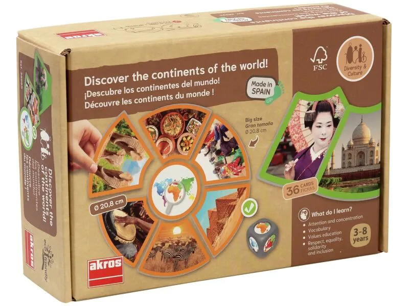 ERZI Le jeu les continents jouet en bois, multicolore